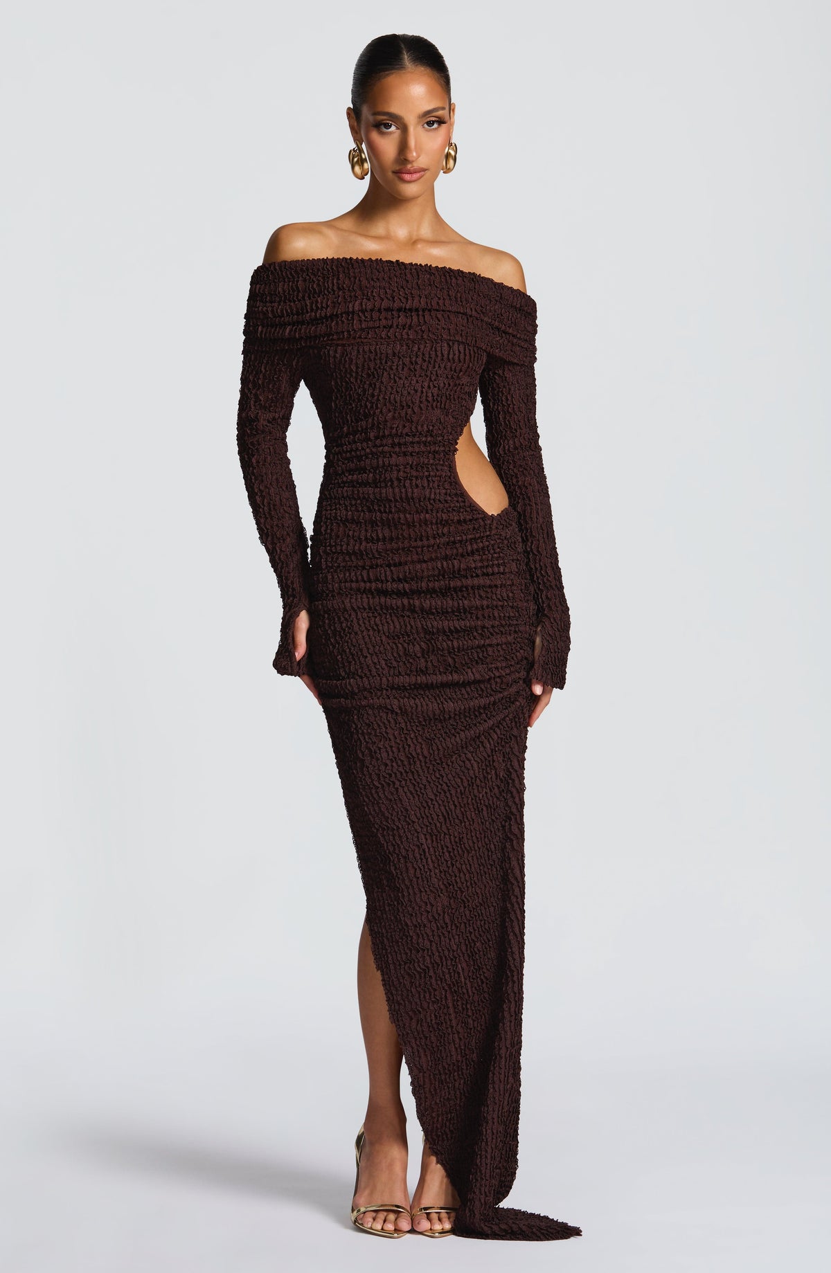 Adelphia Midi Dress - Plum Brown Dress Babyboo Fashion Premium Exclusive Design