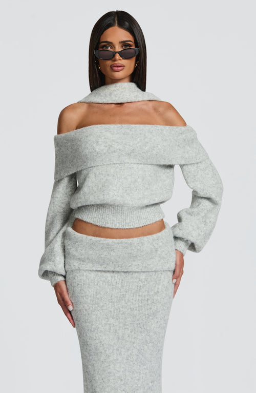 Andie Top - Light Grey Marl Tops Babyboo Fashion Premium Exclusive Design
