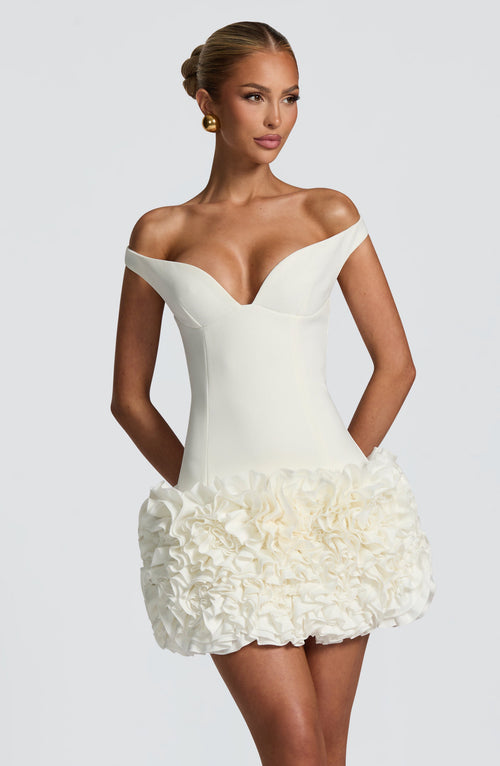 Aveta Mini Dress - Ivory Dress XS Babyboo Fashion Premium Exclusive Design