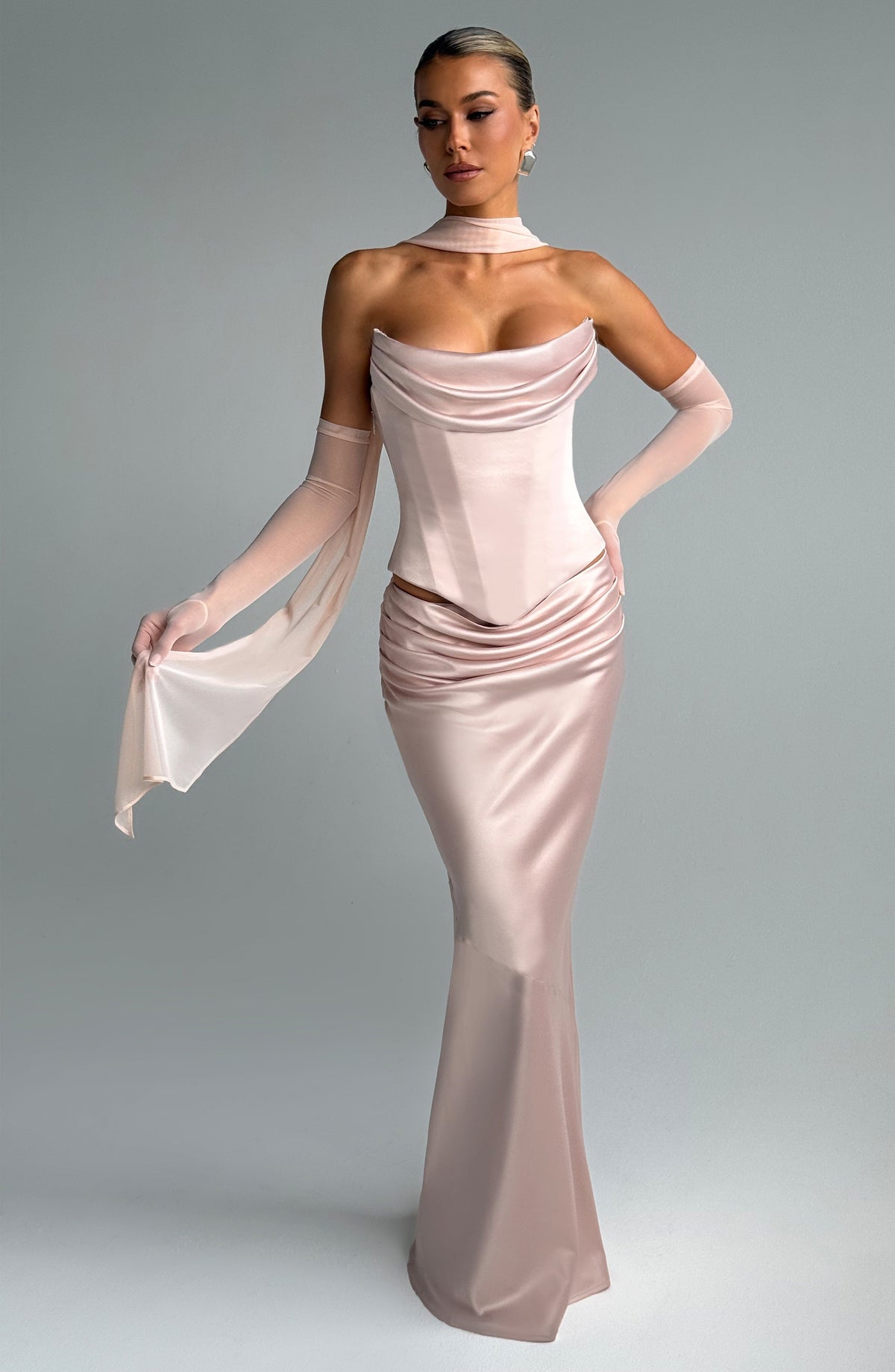 Bernadette Maxi Skirt - Soft Peach Skirt XS Babyboo Fashion Premium Exclusive Design