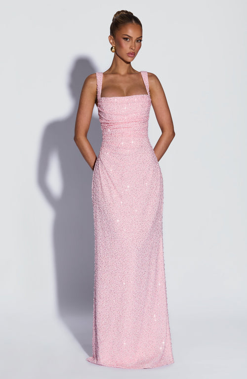 Calanthe Maxi Dress - Blush Sparkle Dress XS Babyboo Fashion Premium Exclusive Design