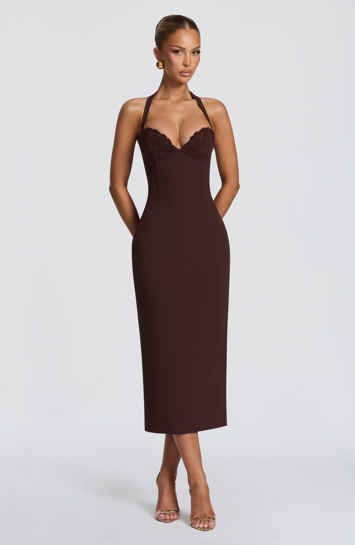 Cassia Midi Dress - Plum Brown Dress XS Babyboo Fashion Premium Exclusive Design