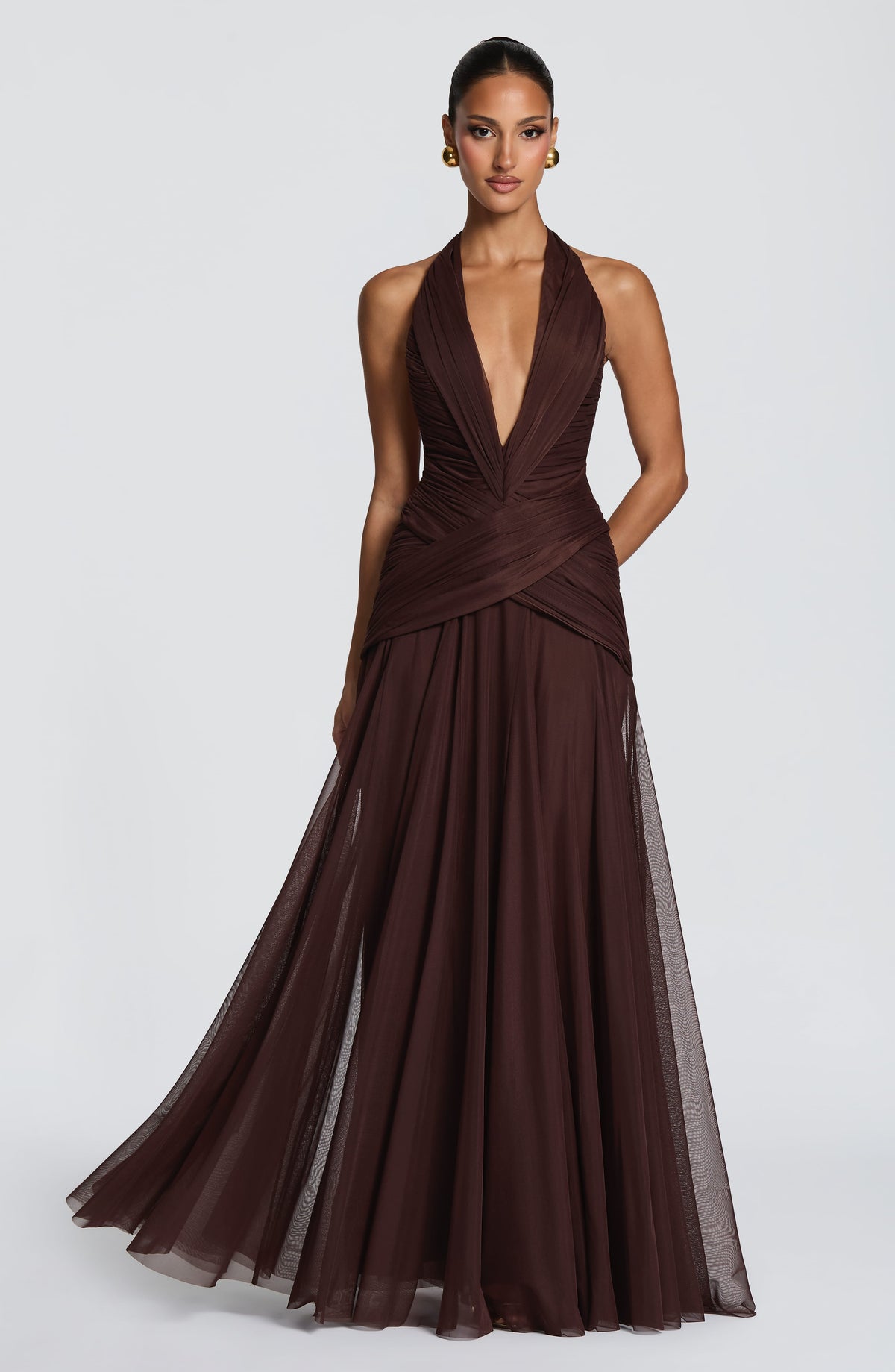 Cleo Maxi Dress - Plum Brown Dress XS Babyboo Fashion Premium Exclusive Design