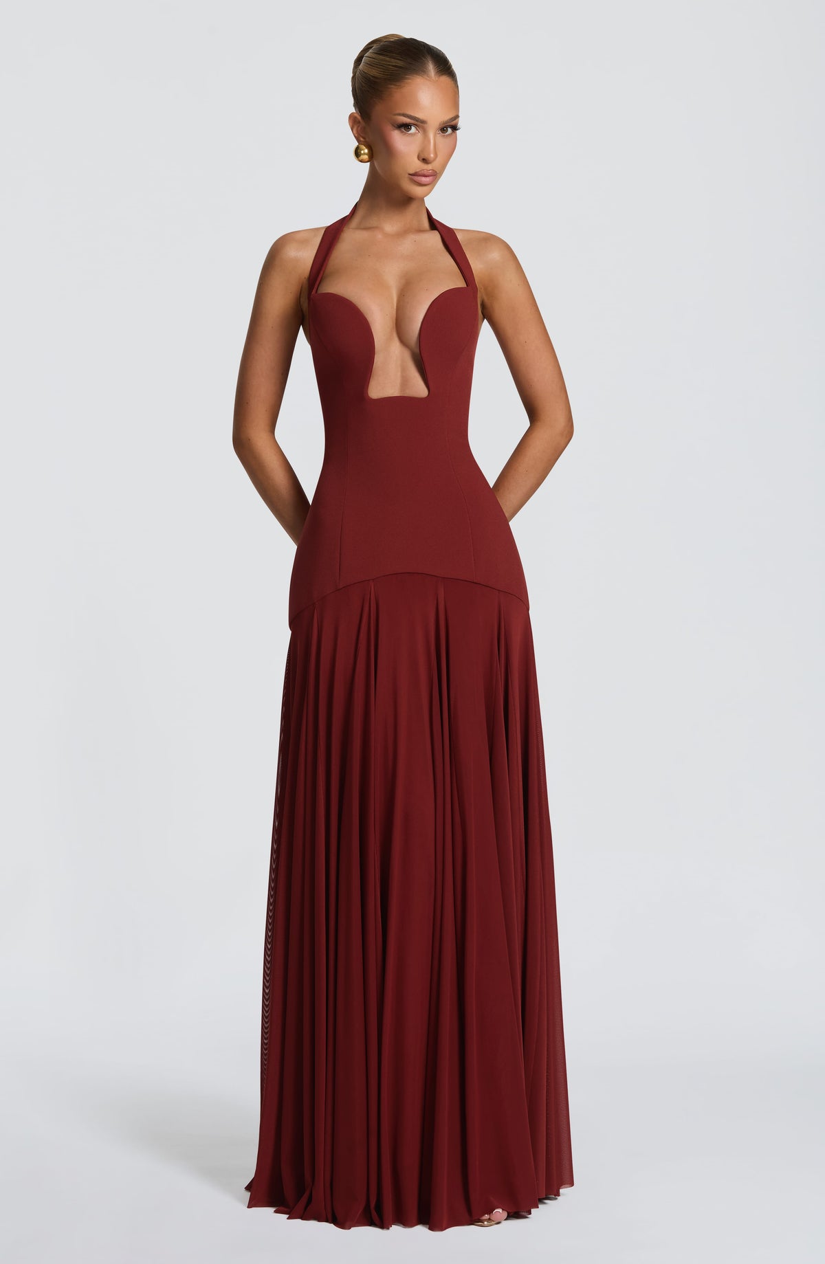 Cyrene Maxi Dress - Deep Rust Dress XS Babyboo Fashion Premium Exclusive Design