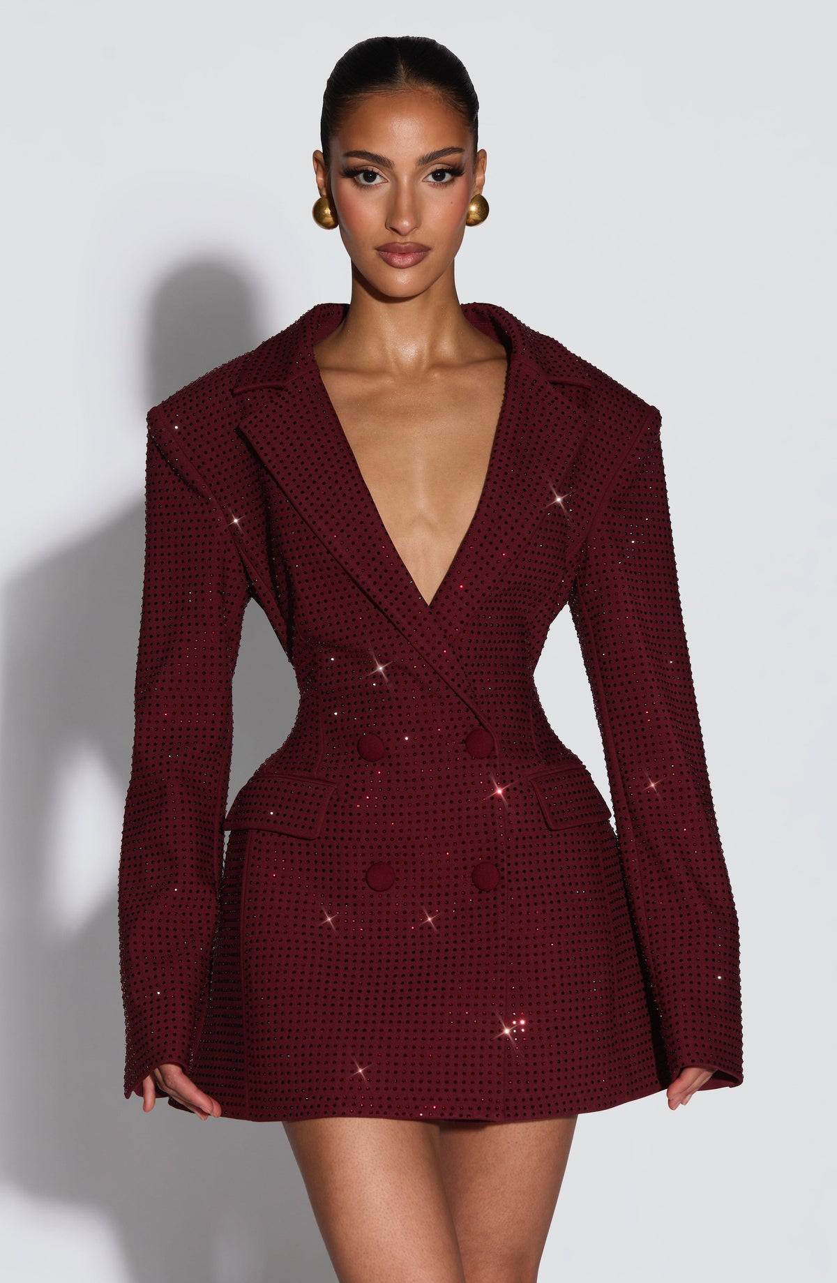 Elvira Mini Dress - Burgundy Sparkle Dress Babyboo Fashion Premium Exclusive Design