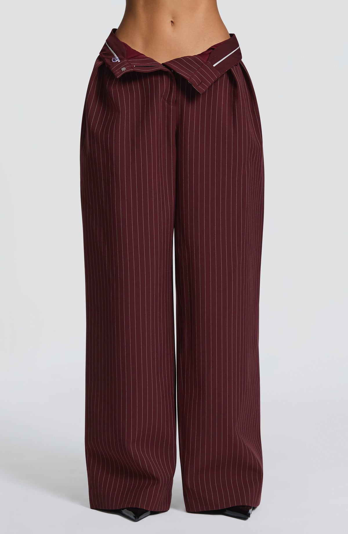 Kirsty Pants - Burgundy Pinstripe Pants Babyboo Fashion Premium Exclusive Design