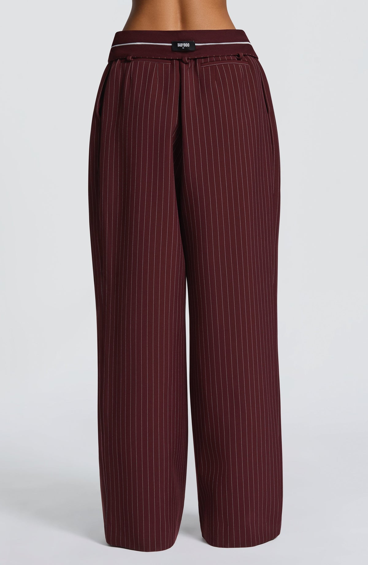 Kirsty Pants - Burgundy Pinstripe Pants Babyboo Fashion Premium Exclusive Design