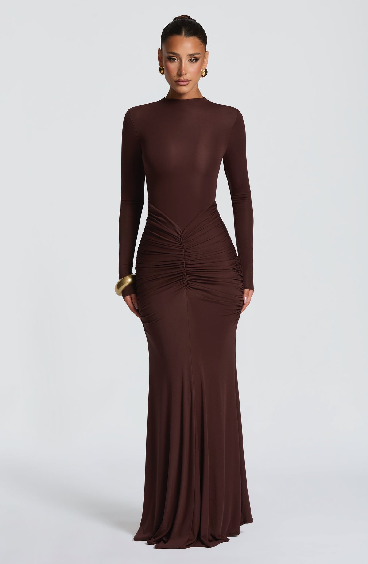 Oriane Maxi Dress - Plum Brown Dress XS Babyboo Fashion Premium Exclusive Design