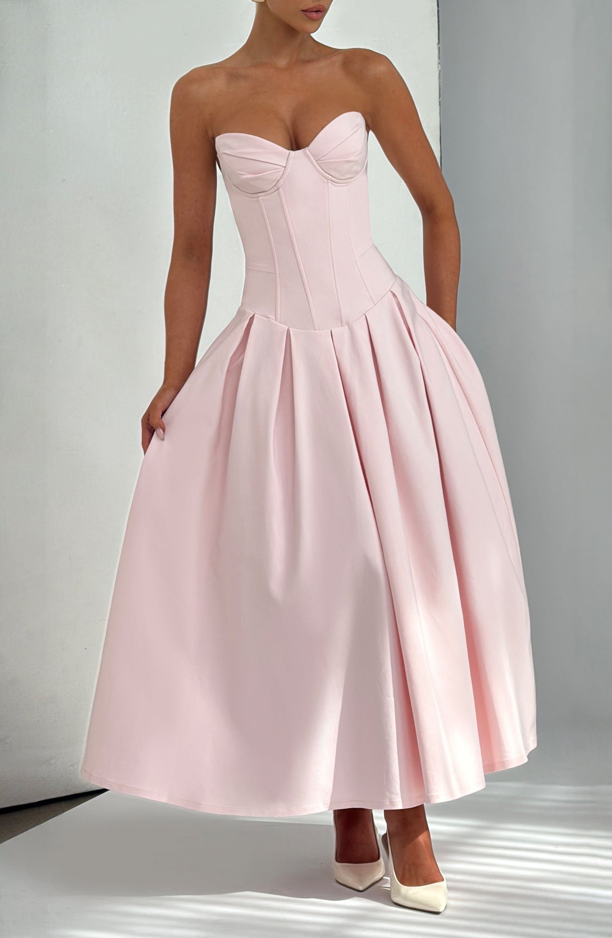 Salma Midi Dress - Blush Dress Babyboo Fashion Premium Exclusive Design